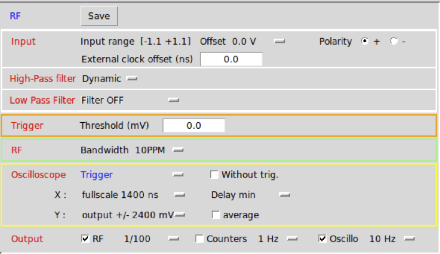 FASTER | RF graphical user interface